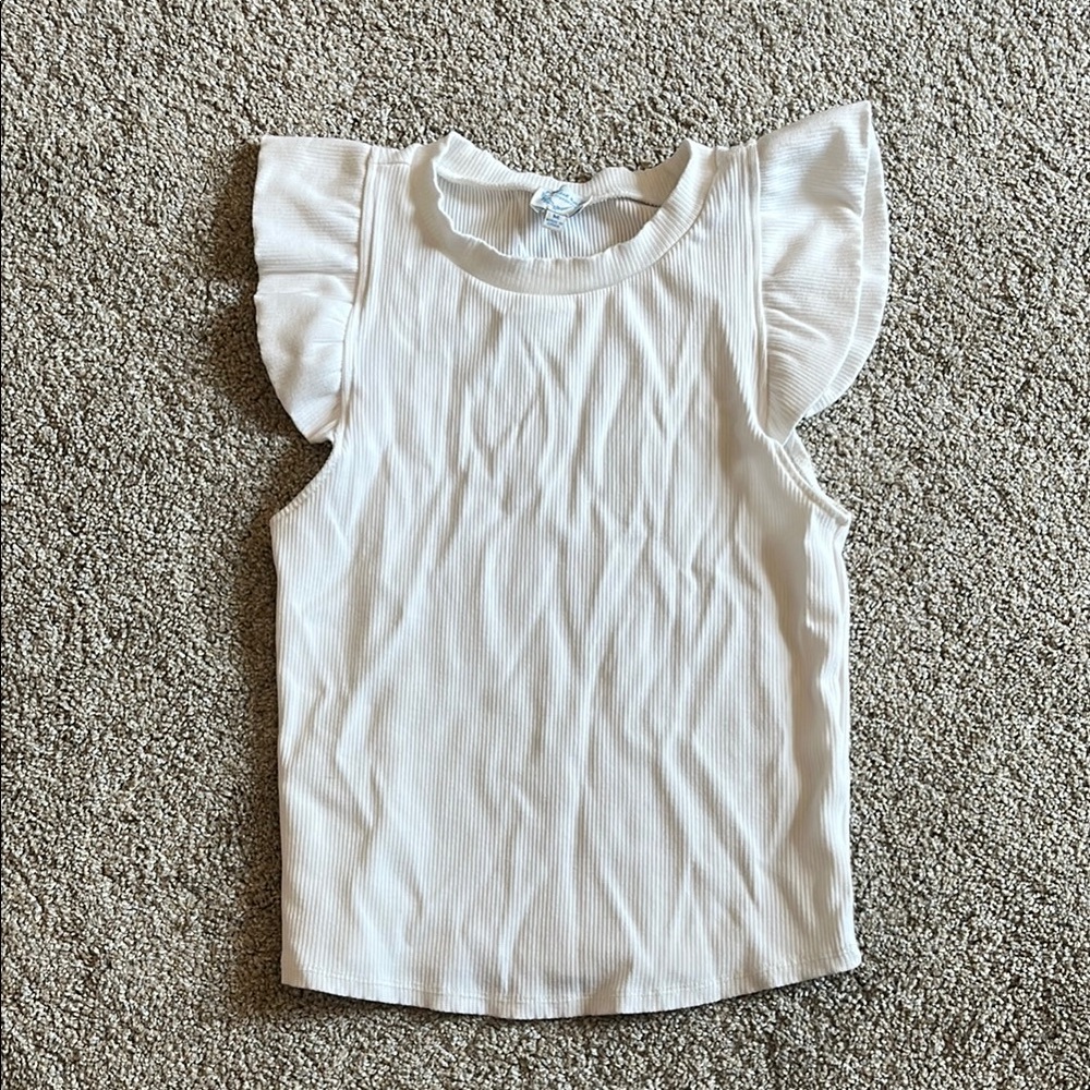 Kids Ruffle Sleeve White Top